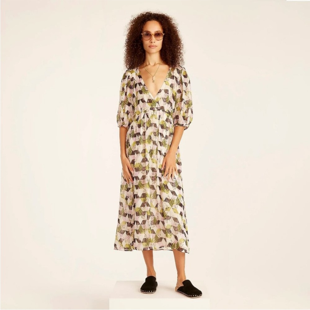 J Crew Lurex® metallic threads chiffon midi dress